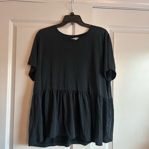 Charcoal Peplum Short-Sleeve Top